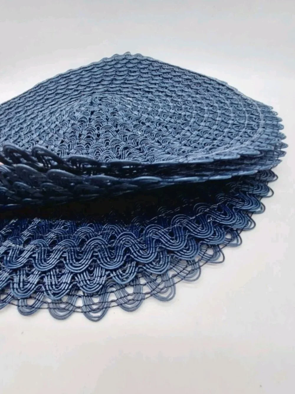 Ricrac Round Blue Placemats Navy Blue 15